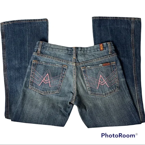 7 for all Mankind Flair Denim Jean with “A” embroidered pocket size 27 - Picture 6 of 17